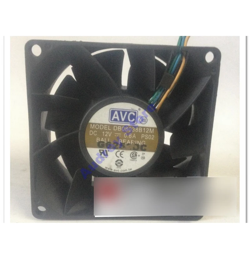 

AVC 8038 8cm 12V 0.6A DB08038B12M Double ball bearing 4-wire PWM fan 3200rpm 30.97cfm air blower