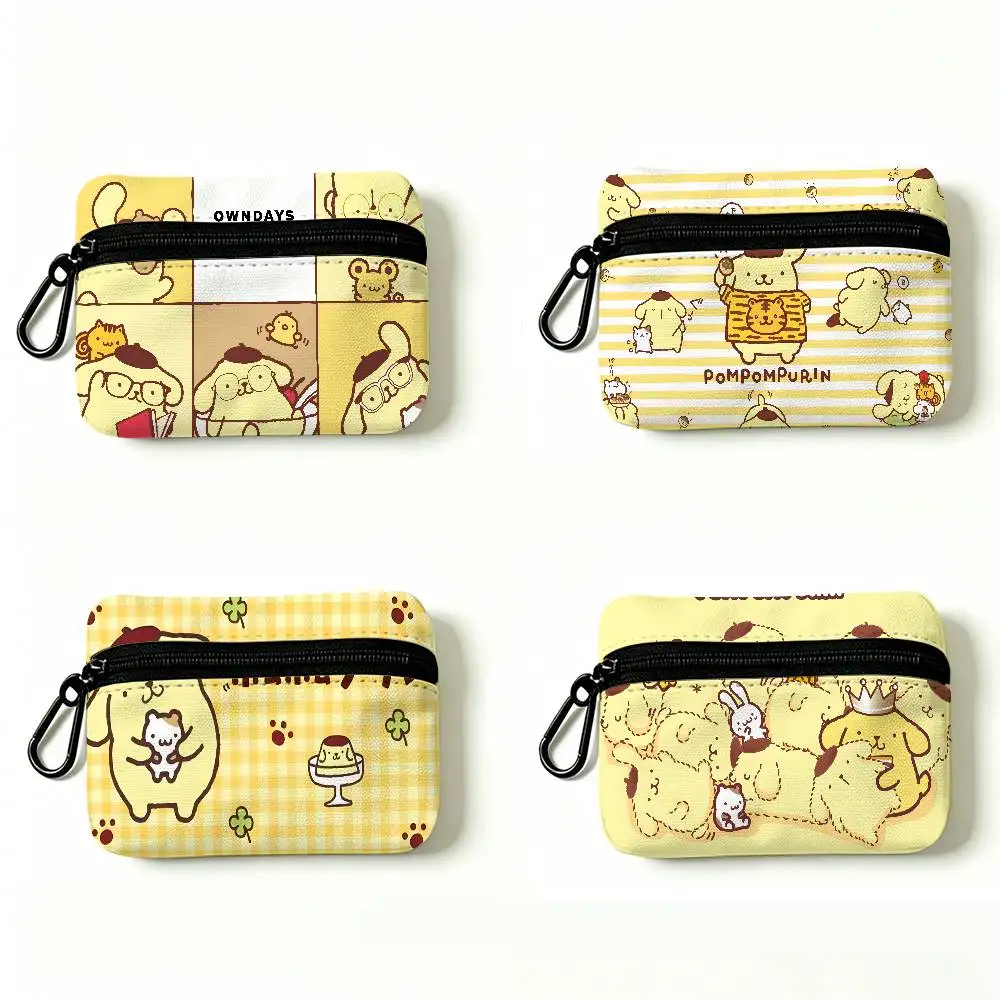 P-Pom-Pom-Purin Fluffy-Sweet Mini Hanging Oxford Cloth Coin Bag Durable Zipper Key Card Pouch With Carabiner