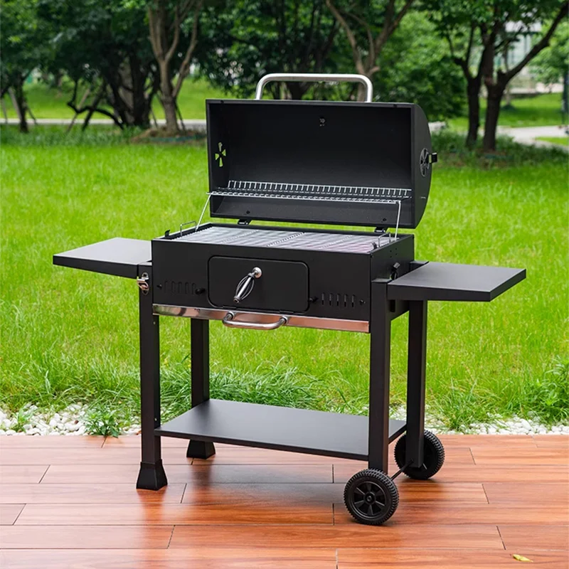 Outdoor grill Wood Pellet Grill and Smoker 68*38CM Cook Area,6 in 1 BBQ Grill 304 stainless steel Grill Net