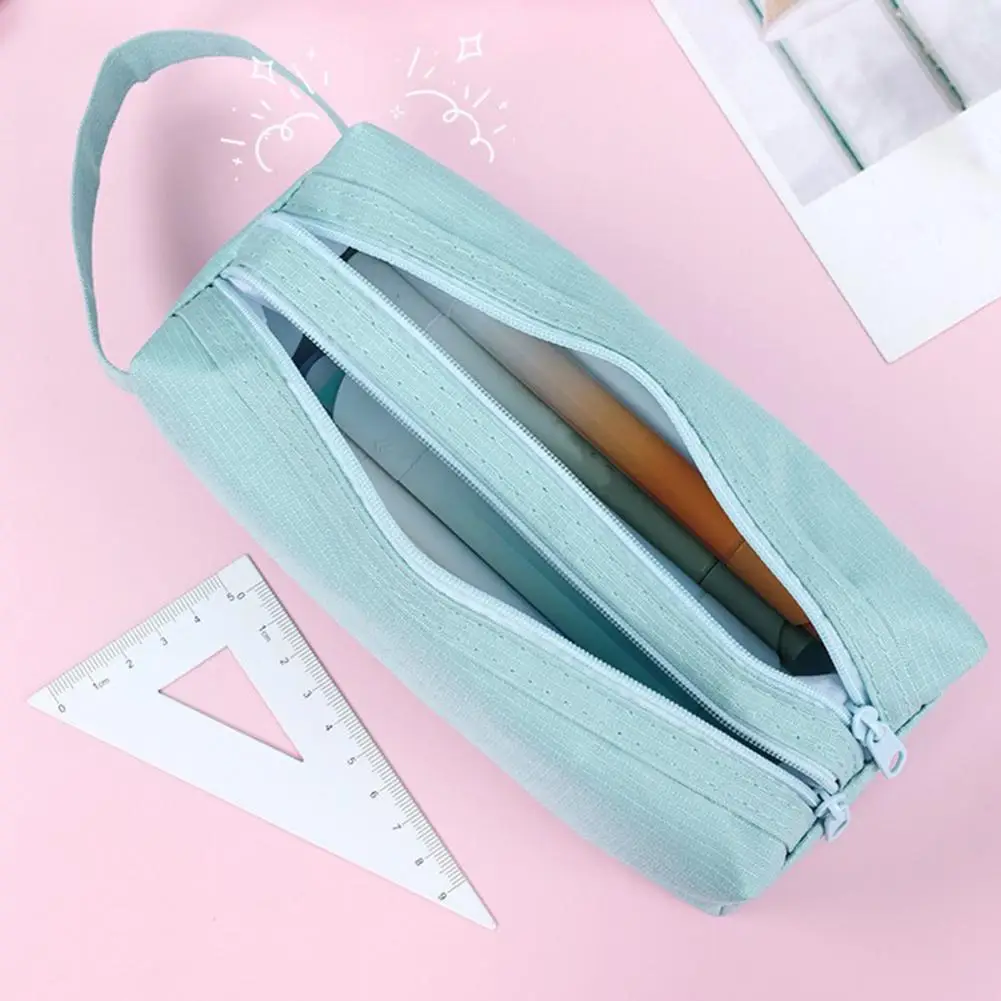 School Stationery Organizer Capacity Pencil Case with Easy Grip Handle Durable Oxford Pouch for Kids School Supplies Organizer