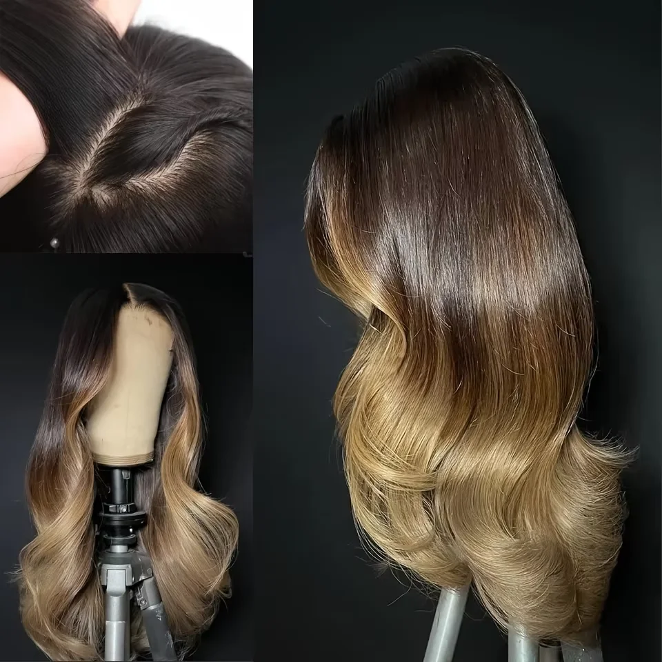 

Soft Ombre Brown Glueless Long body wave 5x5 Silk Base Jewish Human Hair With BabyHair HD Lace European Hair Preplucked