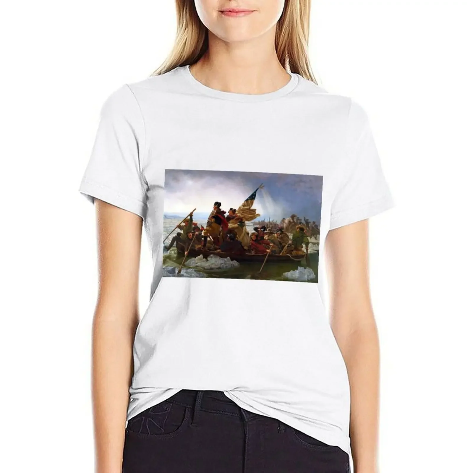 

Washington Crossing the Delaware by Emanuel Leutze (1851) T-shirt summer top oversized Aesthetic clothing t shirt dress Women