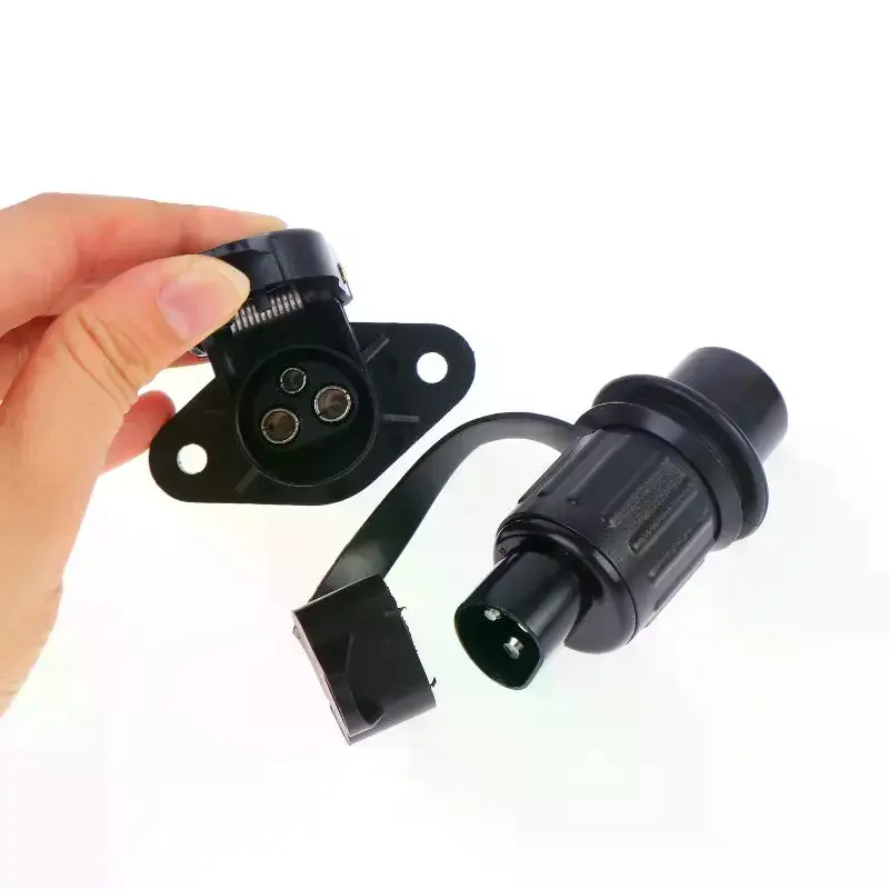 12V 3 Pin Flat Trailer Plug Socket UV Resistant Plastic Car Cable Connector for Camping Trailer RV Towing Accessories