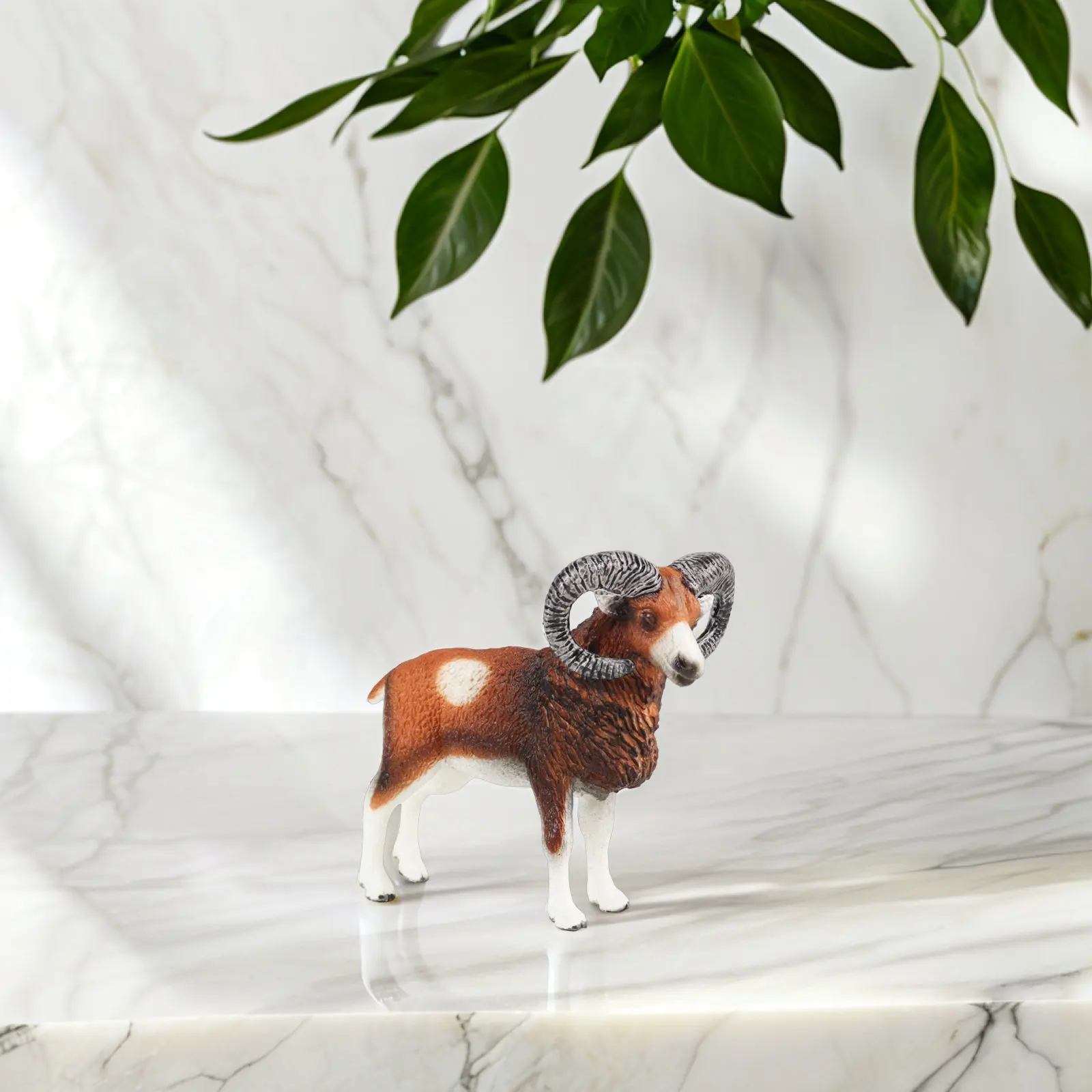 

Realistic Small Mouflon Statue Simulation Tabletop Decor Bright Colorful Wildlife Animal Ornament Early Learning Decorative