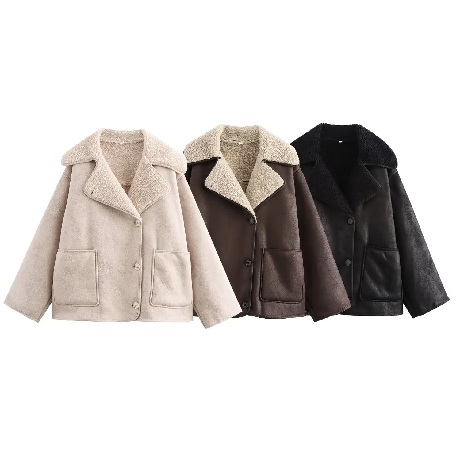 European and American style new style lapel fashion versatile lamb velvet fur all-in-one warm jacket