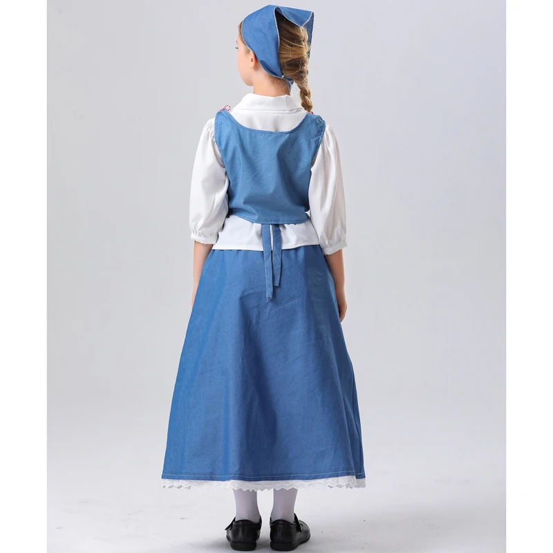 كرنفال بوريم الجمال الأميرة حسناء لفتاة زي القرون الوسطى الفرنسية قرية الزي تأثيري هالوين فستان حفلة تنكرية #4