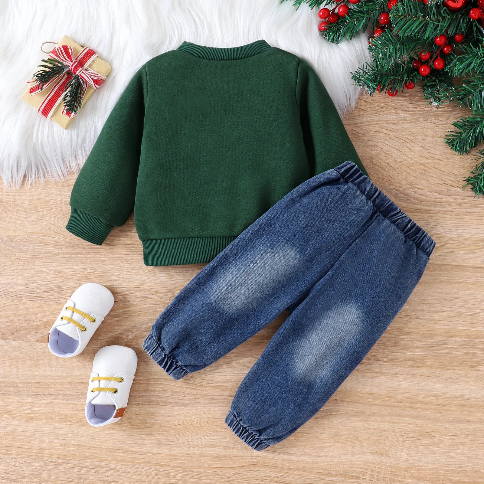 PatPat 2pcs Baby Boy Bear Animal Pattern Long Sleeve Set Soft and Comfortable Perfect for Outings and Daily Wear Basic Style