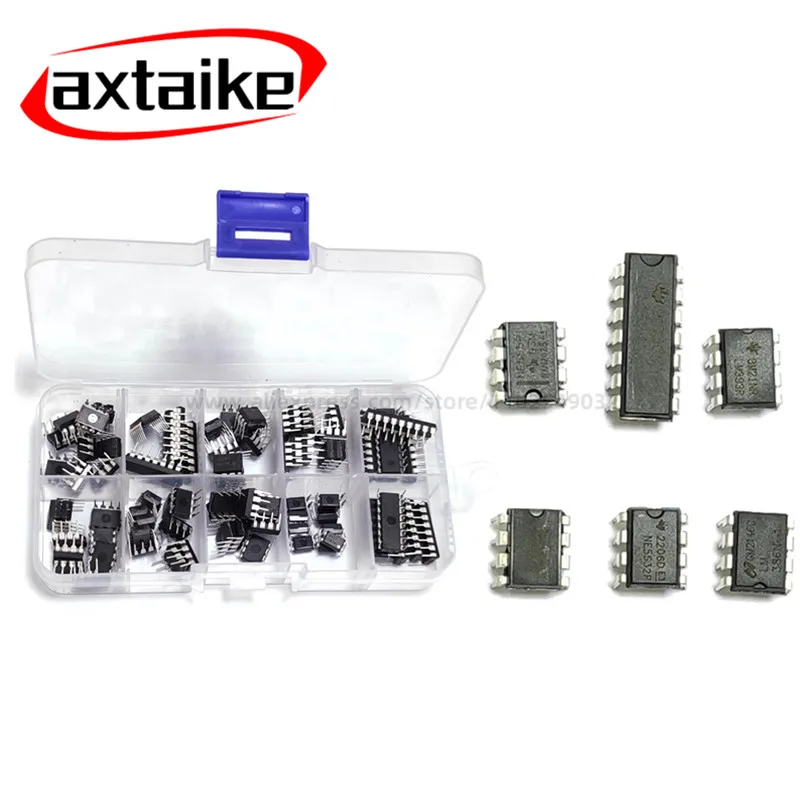 85PCS 10-in-1 Integrated Circuit Chip Kit with NE555/LM324/LM358/LM393/DIP Package for Electronics Projects Arduino PCB Repair