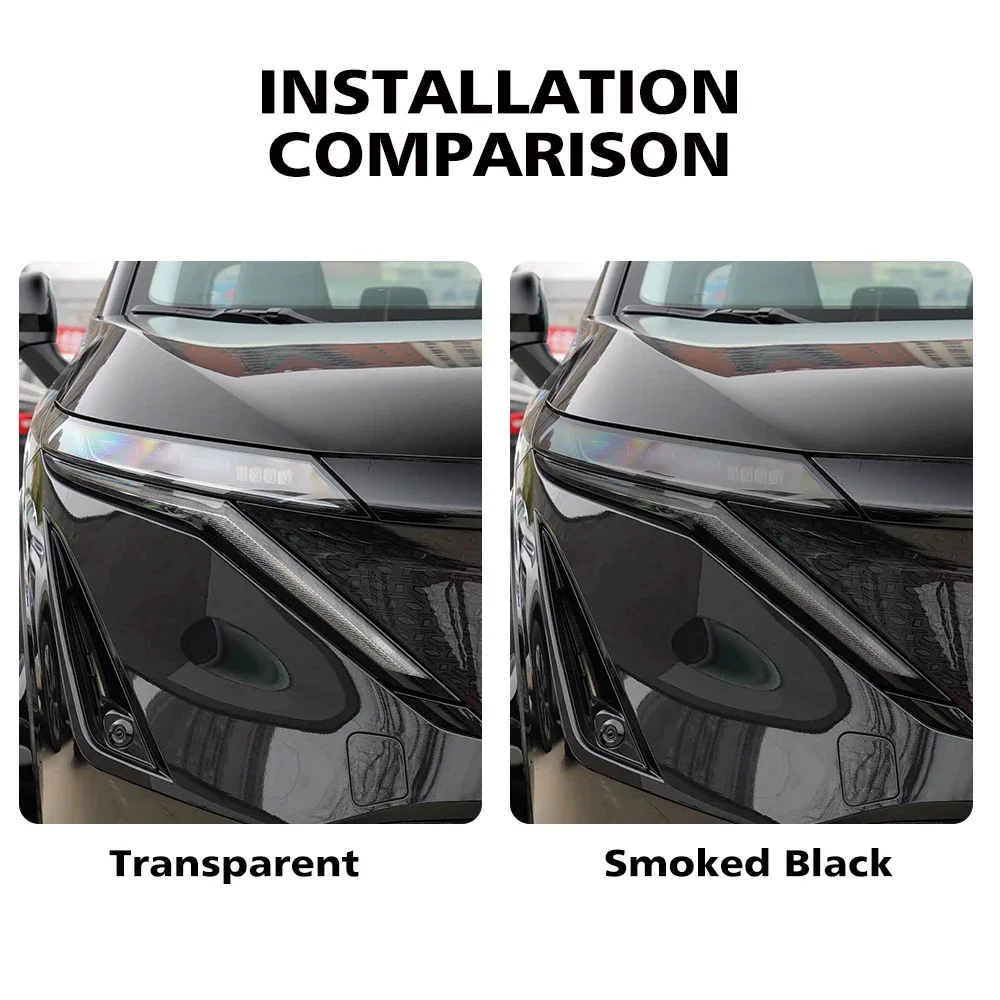 For Nissan Ariya 2022-2026 TPU Car Headlight Film Smoke Black High-Gloss Pre-Cut Anti-Scratch Protective Vinyl Wrap Cover Kit
