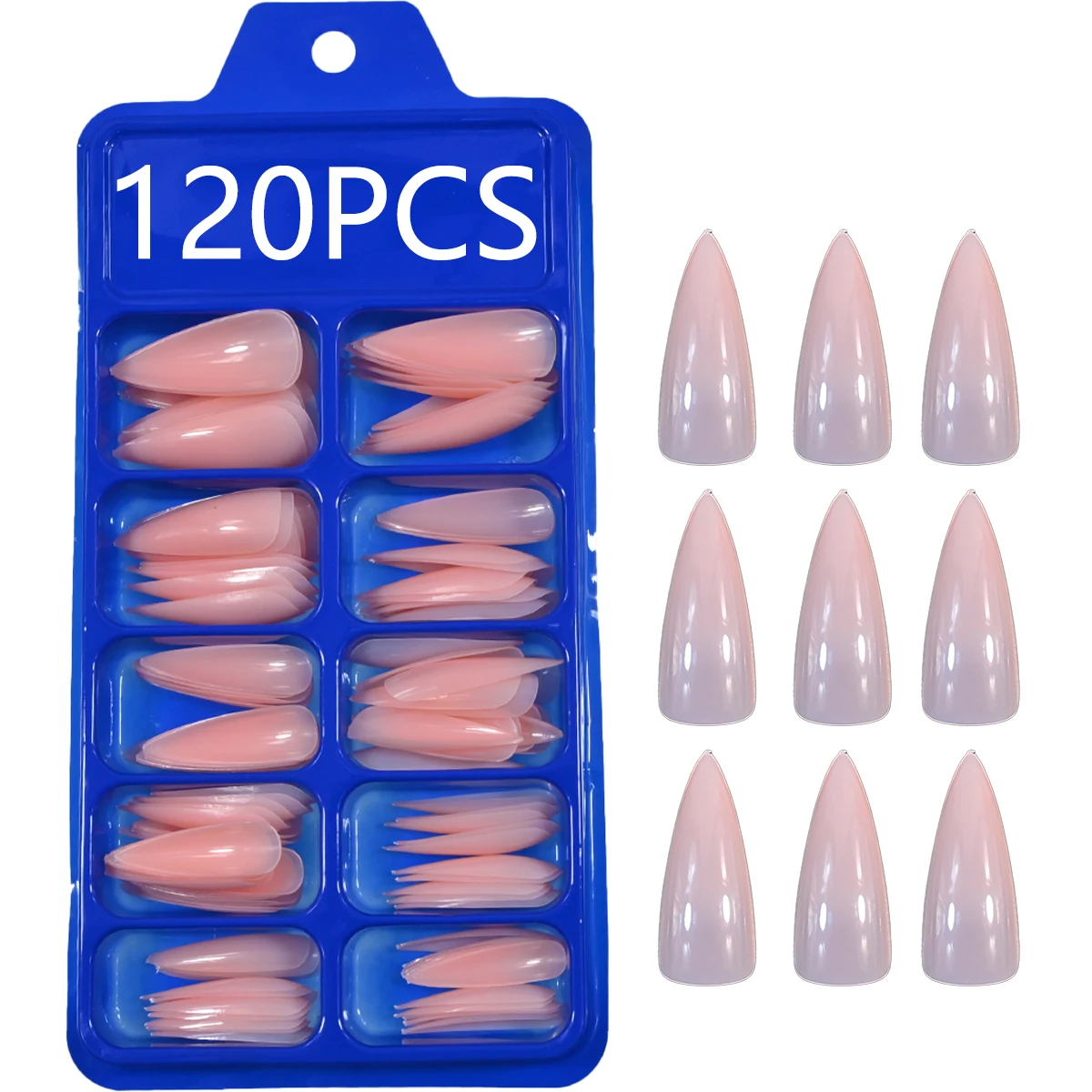 120 Stück in 12 Größen, aufdrückbare Nägel, glänzende Unifarbe, aufdrückbare Nägel, lange spitze Nägel, künstliche Nägel mit vollständiger Abdeckung, su – Detail 15