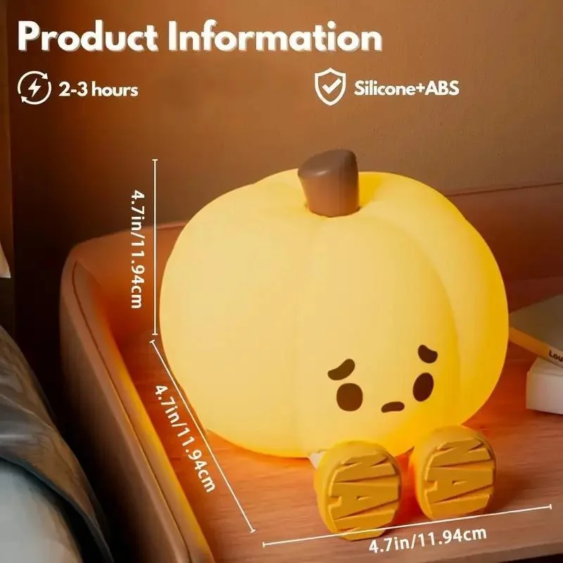 Crying Pumpkin Night Light - Dimmable Nursery Mood Lamp with Volume Control for Bedroom Desk Halloween Decor
