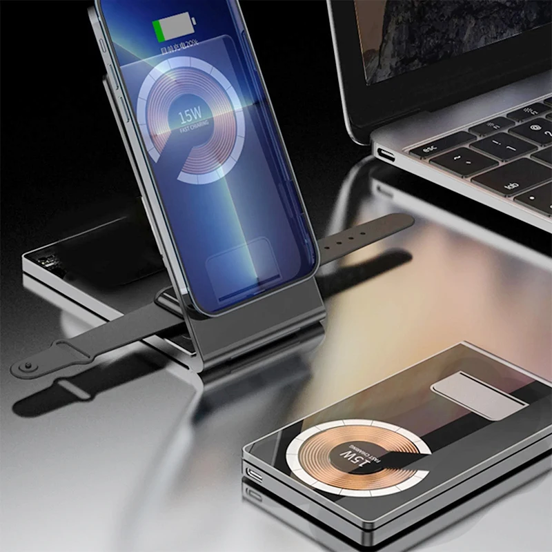 3 in 1 15W Fold Wireless Charger Stand for Xiaomi Mi Huawei for iPhone 14 13 iWatch 7 Airpods Pro Fast Wireless Charging Station