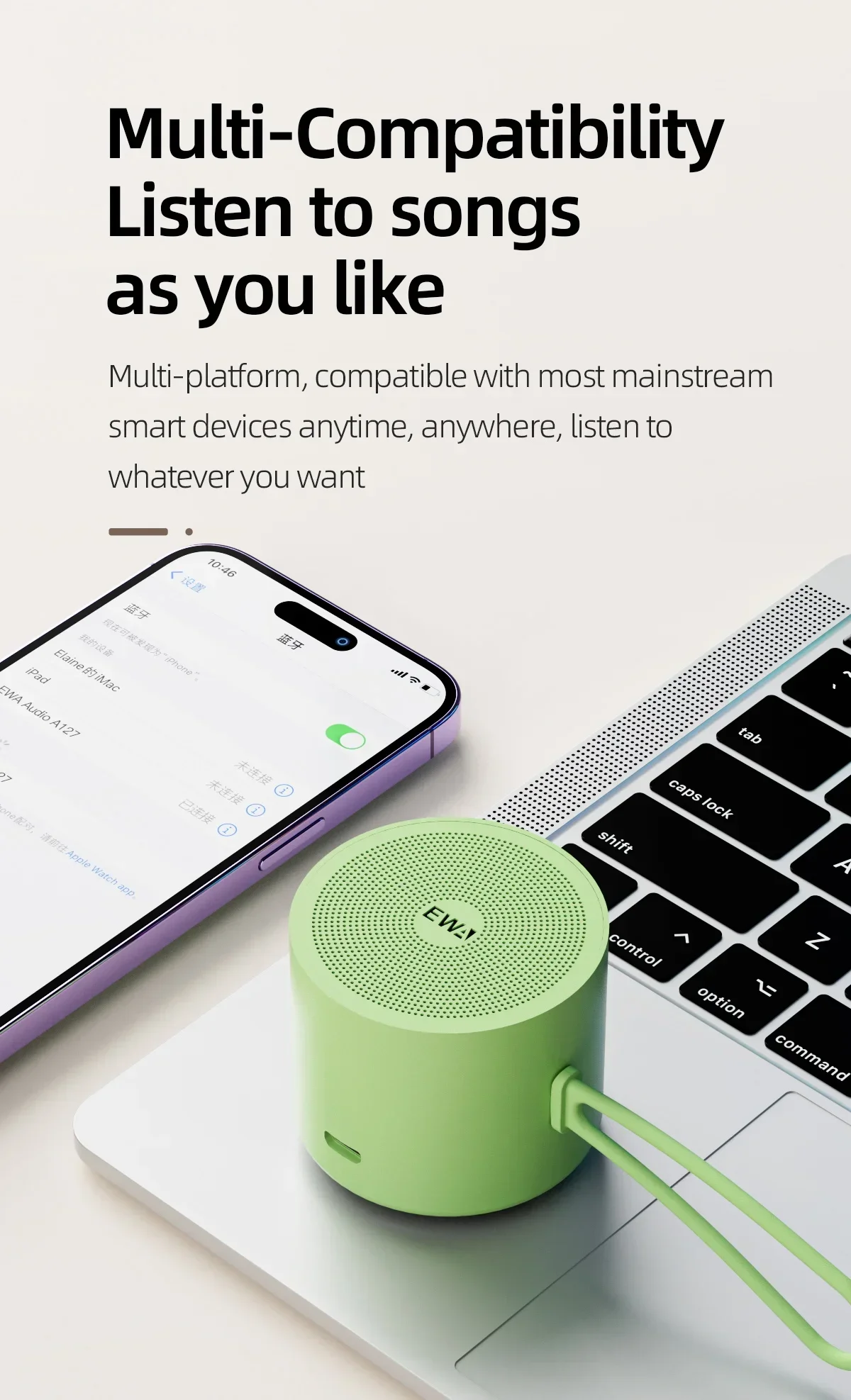 EWA A127 Metal Bluetooth Speaker Small Portable Steel Gun Heavy Metal Wireless Subwoofer Outdoor Mini USB Bluetooth Speaker view 5