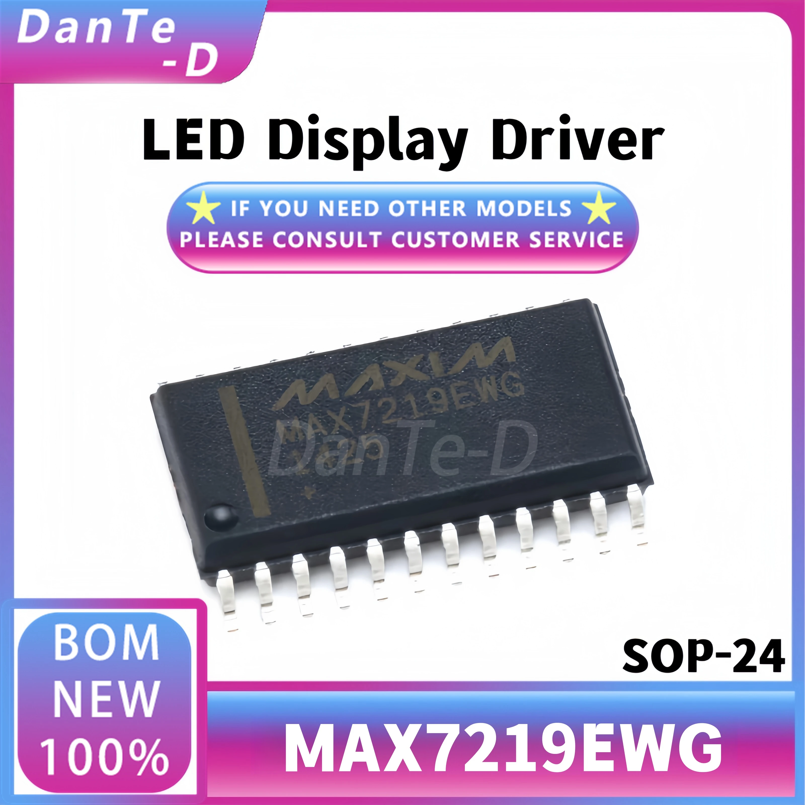 MAX7219EWG+T new original MAX7219 SOP-24 LED driver 8-Digit SPI interface