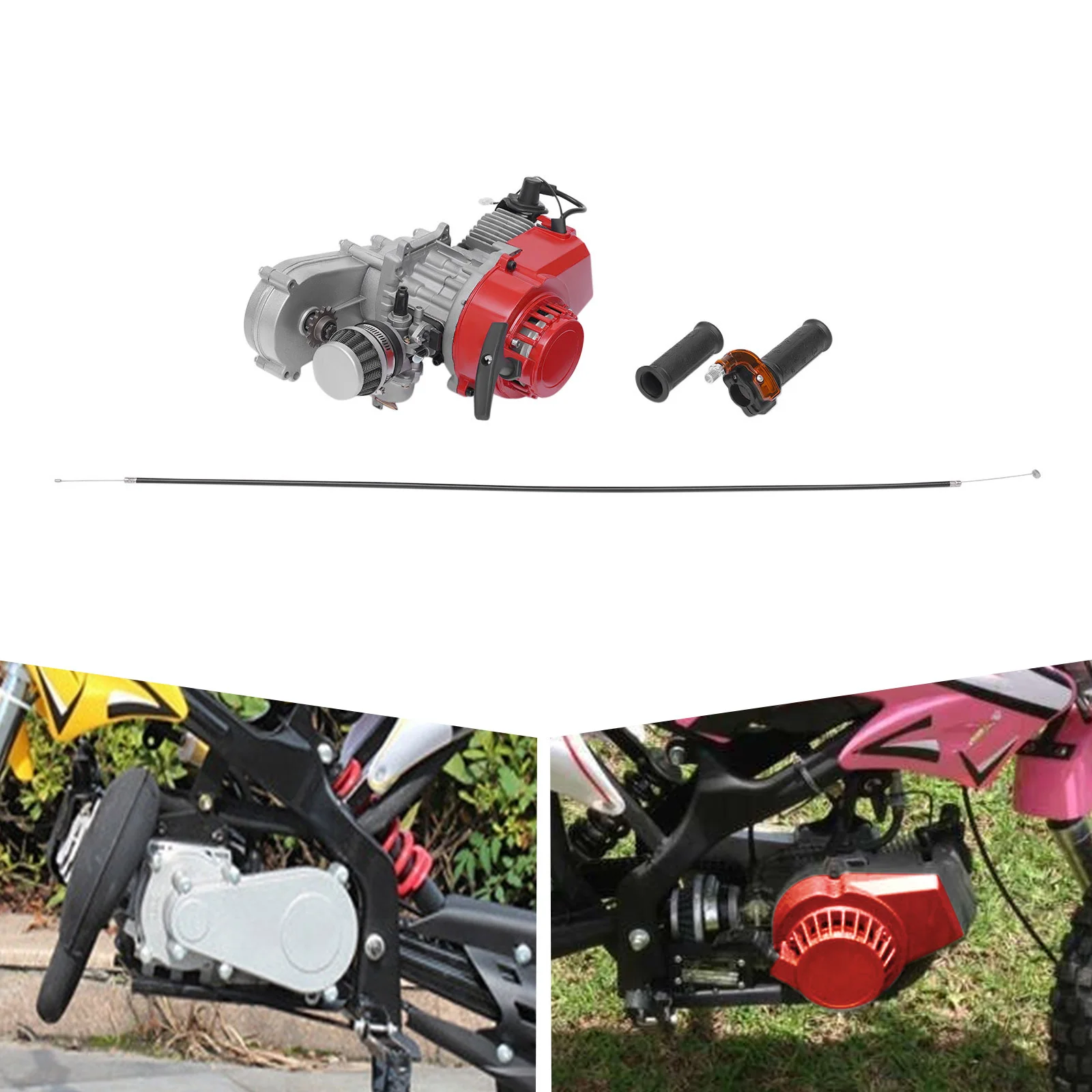 49cc Zweitaktmotor Einzylinder Zugseil Startmotor 2-Takt-Motor Motor für Mini Dirt Bike und Pocket Motorrad