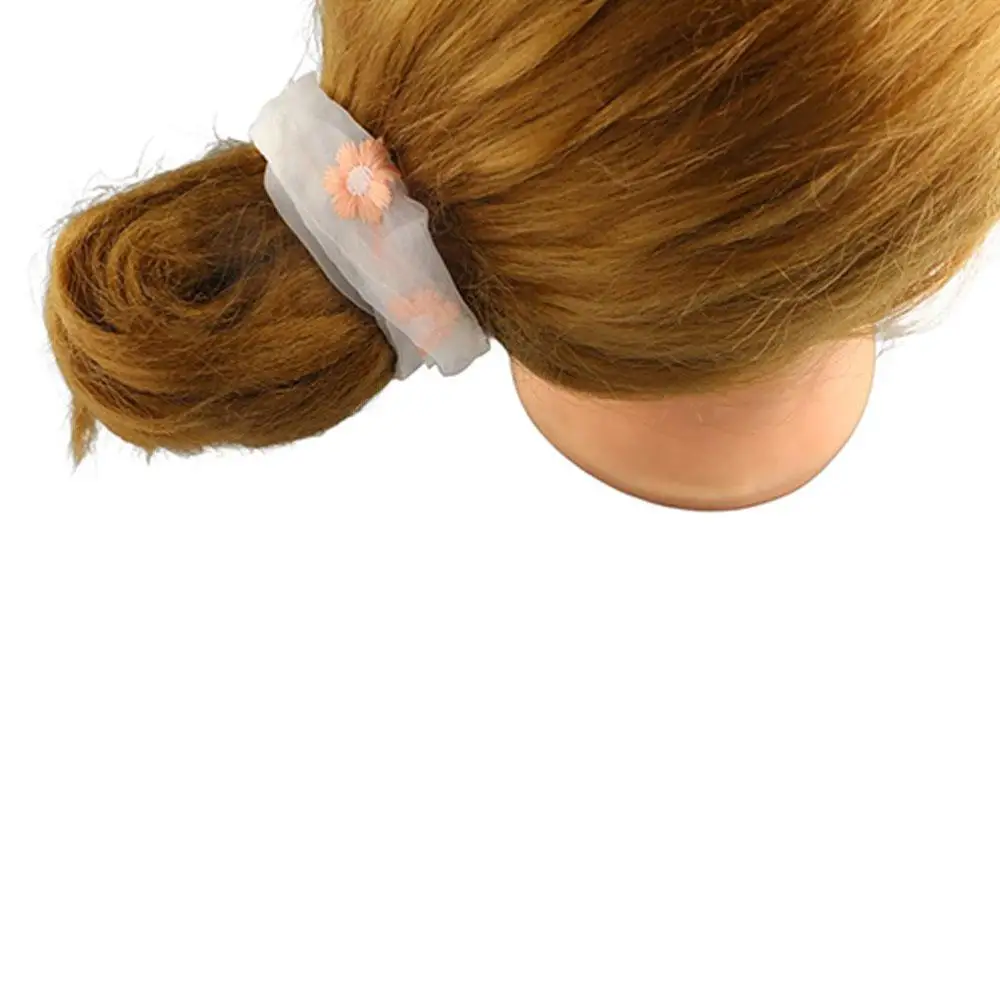 

Women Girls Gauze Flowers Hair Accessories Embroidery Scrunchie Hair Tie Hair Rope Rubber Band