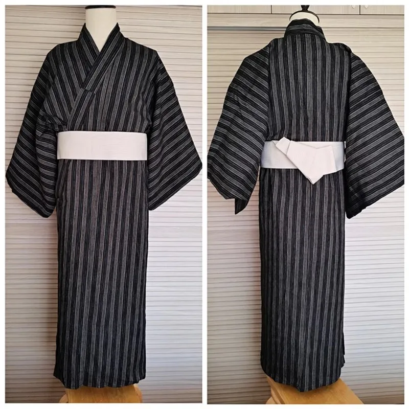 Men's Kimono Pajamas Robe 100% Cotton Loose Loungewear Bathrobe Summer  Nightgown