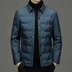 Casual Business 2023 Winter Men Warm White Duck Down Jacket Solid Thick Covered Button Puffer Coat Outwear Top Short parka