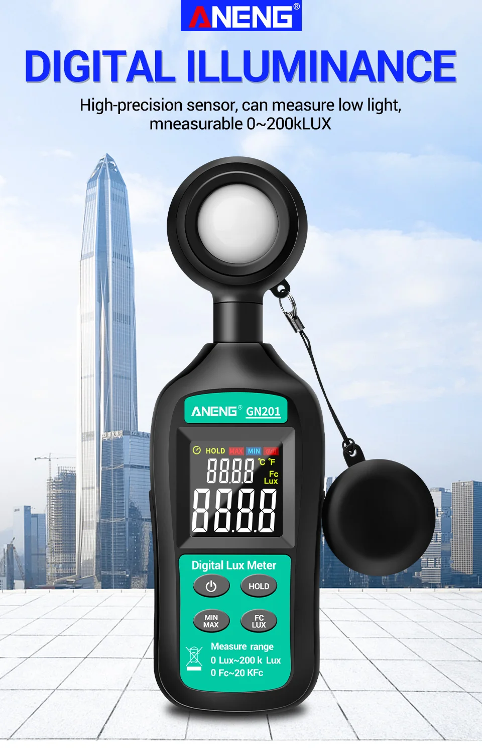 ANENG digital illuminometer handheld light meter high-precision illuminometer light meter luminosity meter