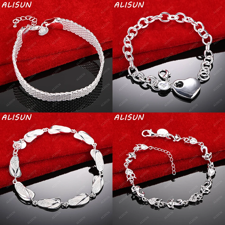 

ALISUN 925 Sterling Silver Geometric Bracelet For Women Men Fashion Jewelry Charm Grace Noble Wedding Accessories