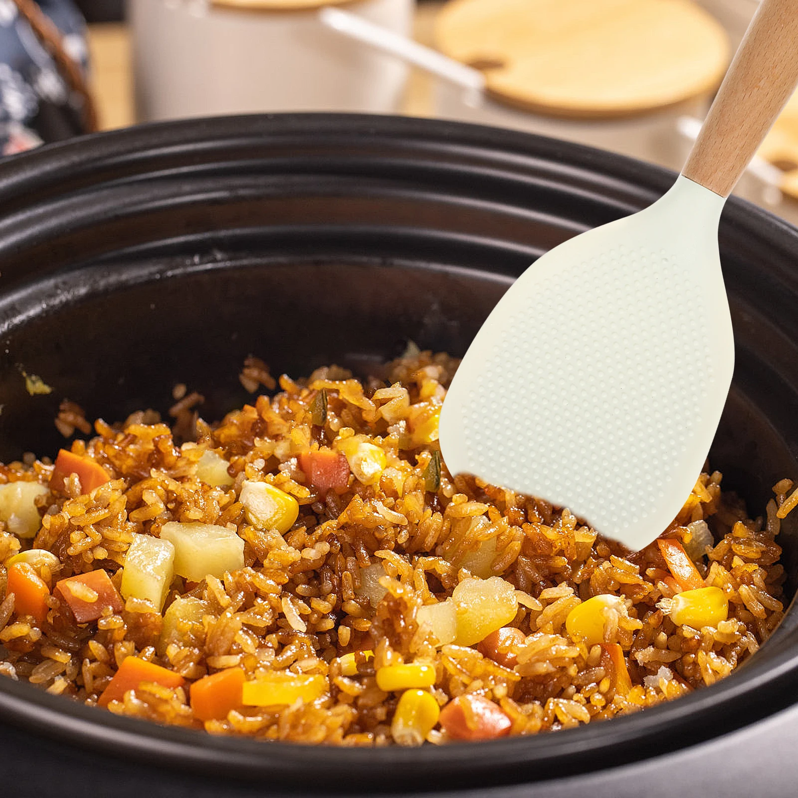 

Rice Spoon White Silicone Kitchen Tool Multi-function Sushi Reusable Paddle Spatula Easy Clean Home Hotel Restaurant