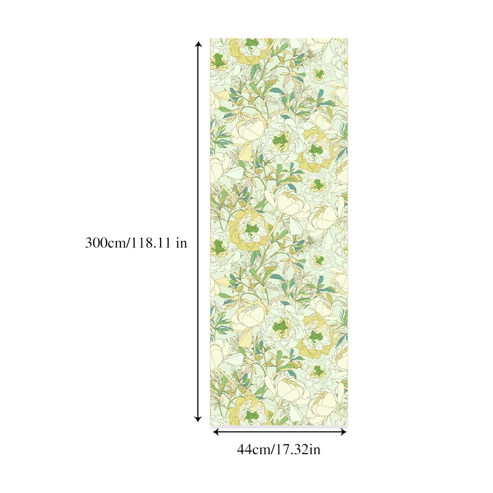 light Yellow Green Line Floral Foliage Waterproof Wallpaper Self Adhesive Removable Natural Green Botanical Cabinet Sticker