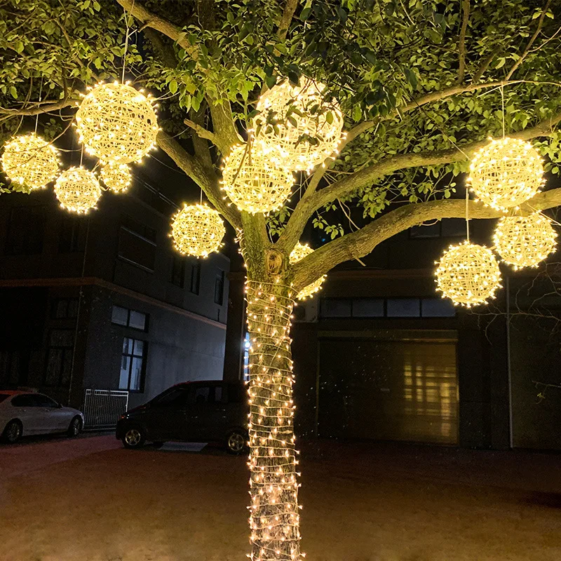 

Christmas Festoon Rattan Ball LED Light Ramadan Outdoor Hanging Lamp Fairy String Light for Holiday Wedding Party Decoration