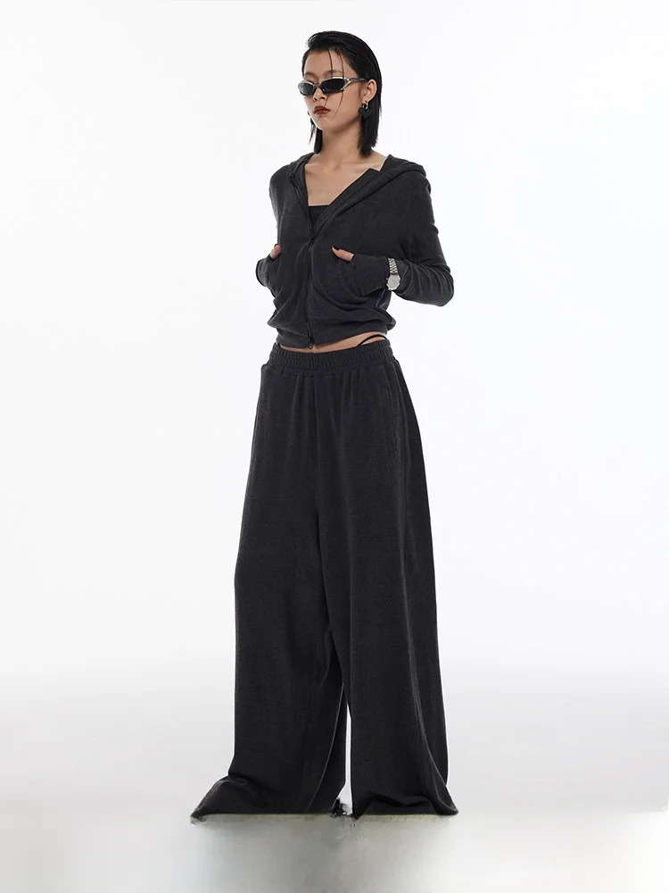 

Ourhour Широкие брюки с капюшоном Комплект из двух предметов Немецкая бархатная спортивная одежда Повседневная женская одежда Faion