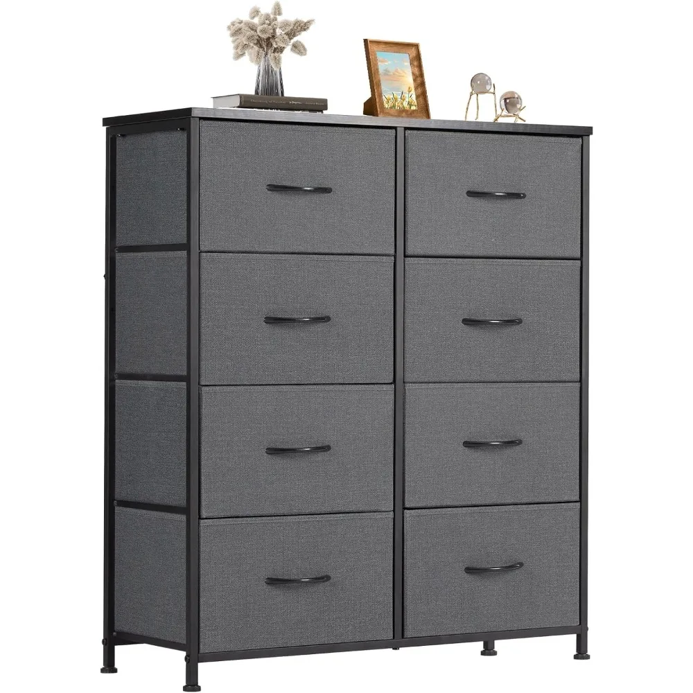 

Dresser for Bedroom Cabinet Organizers Wood Top Table Furniture with 8 Fabric Storage Tower Unit, Chest of Drawers for Closet