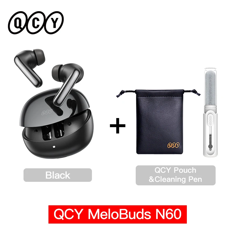 QCY MeloBuds N60 HT19 Draadloze Bluetooth 6.0-oortelefoon 56dB Hybrid ANC LDAC Hi-Res Audio met coaxiale oordopjes met dubbele driver 45 uur