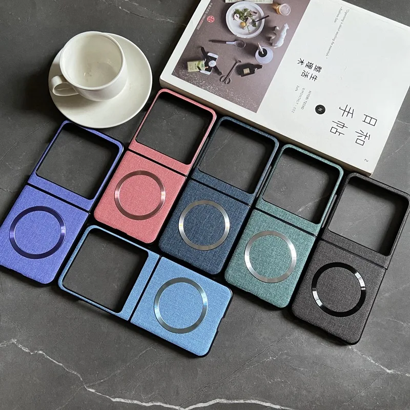 Casing Magnetik Tekstur Kain Kain untuk Motorola Moto Razr 60 50 Ultra 40 5G 2022 2020 Penutup Pengisi Daya Nirkabel Aman Mag Tahan Benturan