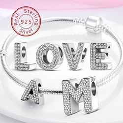 925 Sterling Silver 26 Letters Charms Beads A-Z Alphabet Charms Fit 925 Original Bracelets DIY Charms Jewelry Making
