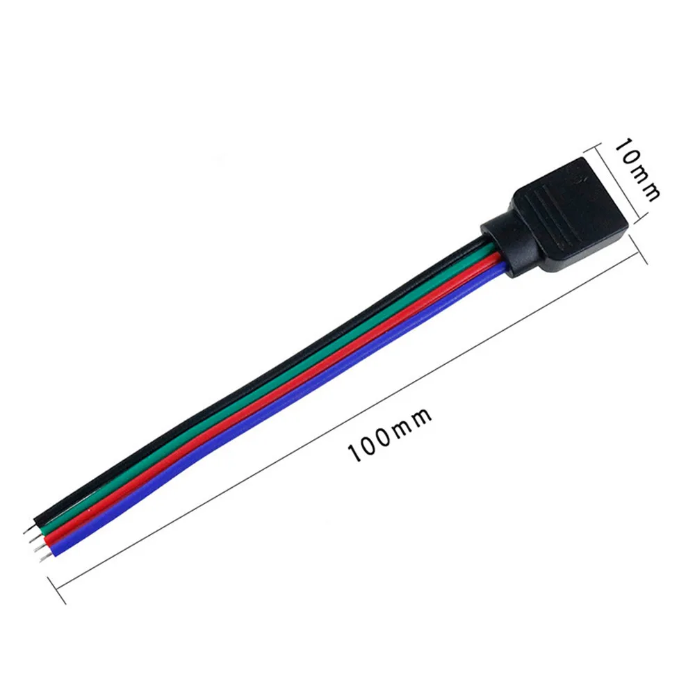 50pcs/Lot 10cm RGB 4 pins Male Connector Wire Cable For 5050 3528 RGB Led strip, Male Type 4 Pin Needle Connector