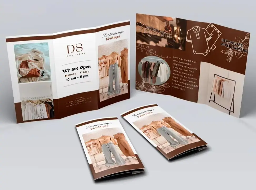 

Customized Triple folding brochure A4 250g matt paper double sided accept printing Introduction advertisement for small business