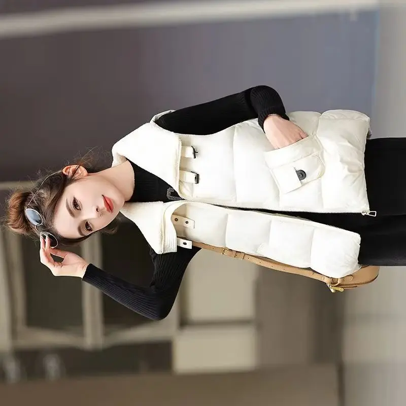 

Женский хлопковый жилет, новинка 2025, осенне-зимний жилет, куртка в корейском стиле, модный жилет, пальто, утепленная теплая верхняя одежда, топ