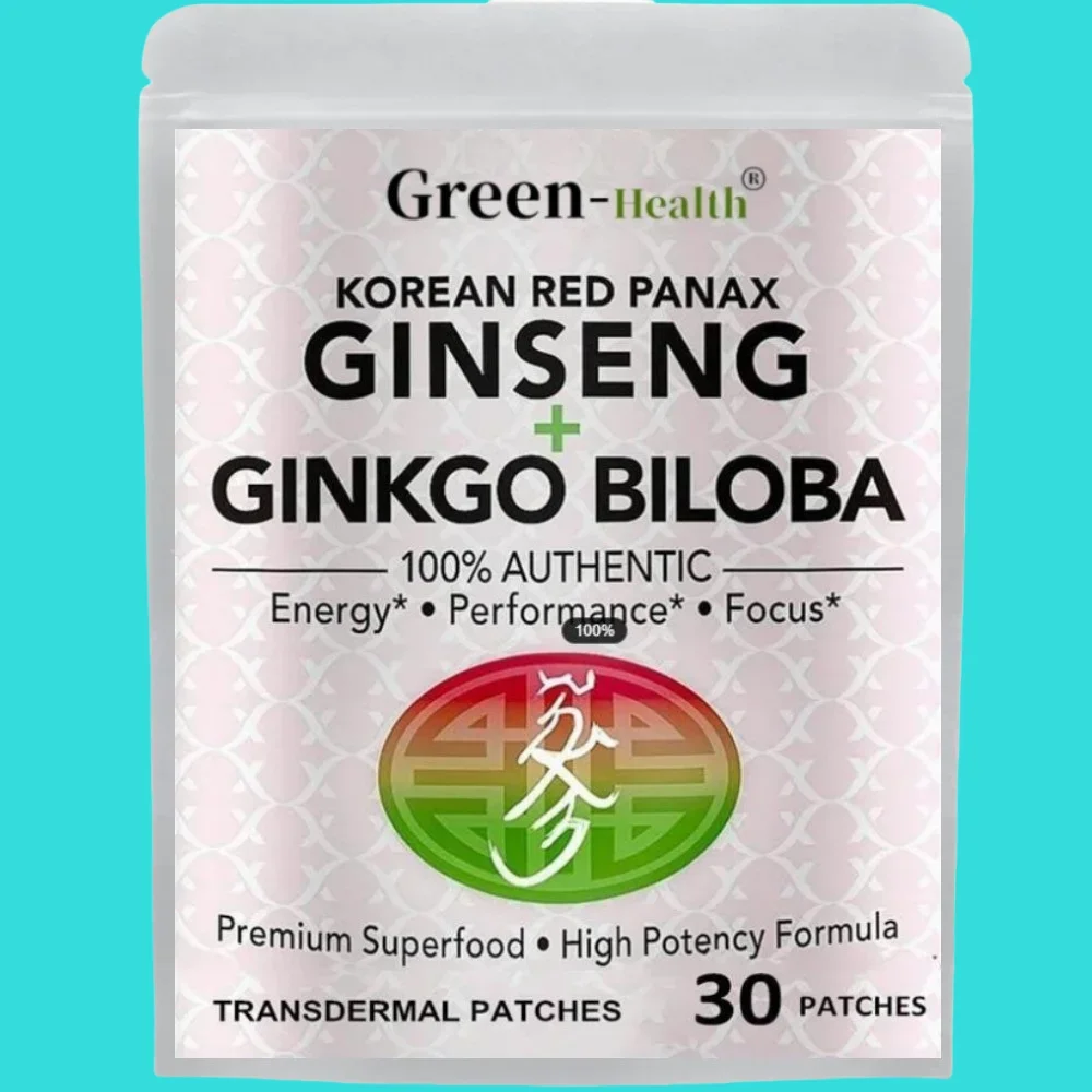 

Korean Red Panax Ginseng Transdermal Patches（30 Patches） With Ginkgo Biloba Energy, Performance Focus for Men & Women
