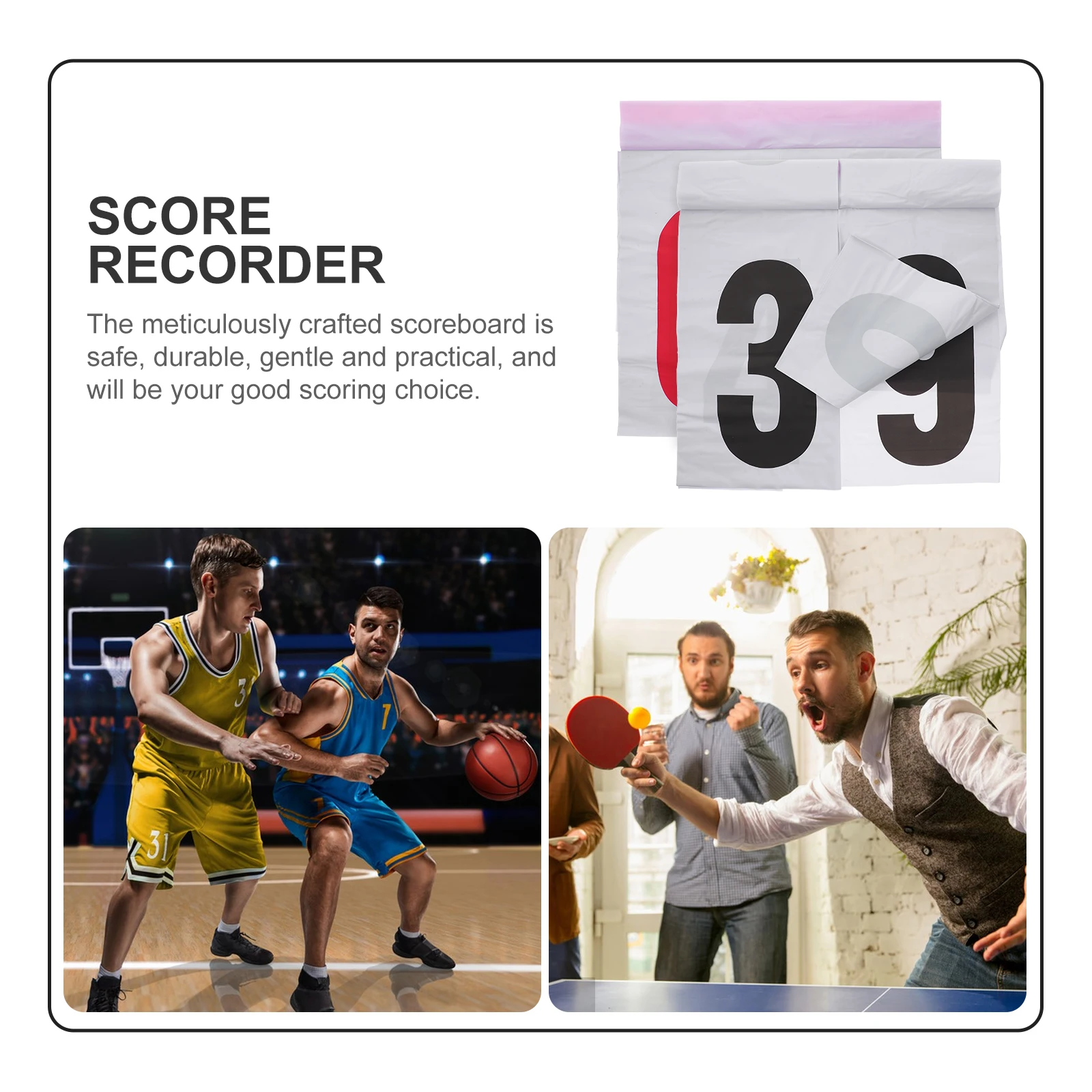 

- Portable Board Reusable Basketball Supplies Professional Sports Scoreboard Durable Water Resistant Flip Scoring