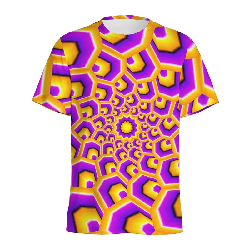 Abstract Spiral Dizzy Pattern T-shirt For Men Summer Casual Short Sleeve Tops 3d Printed Illusion Tees Women Streetwear T Shirts