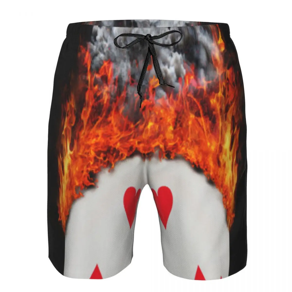 Men's Swimming Shorts Playing Card With Fire And Smoke Trunks Beach Wear