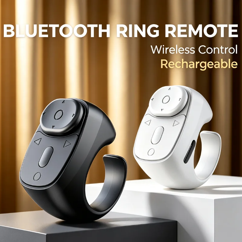 Portable Rechargeable Bluetooth Ring Remote Clicker Wireless Finger Controller for E Book Reading Mobile Video Operation