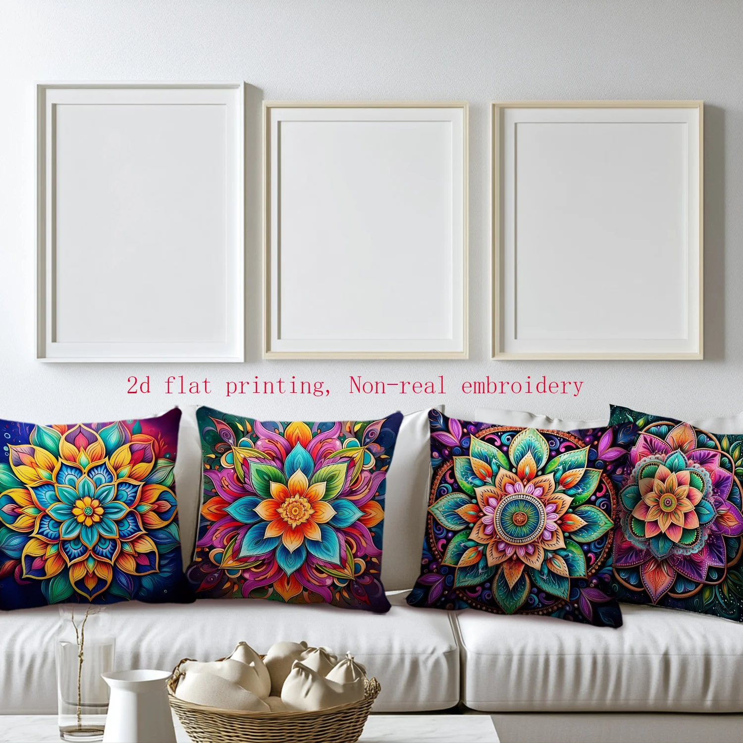 Juego de 4 Fundas de Almohada, Estilo Moderno y Cotidiano, Impresión 2D, Diseño Bohemio Floral para Primavera, Colorido y en Cap