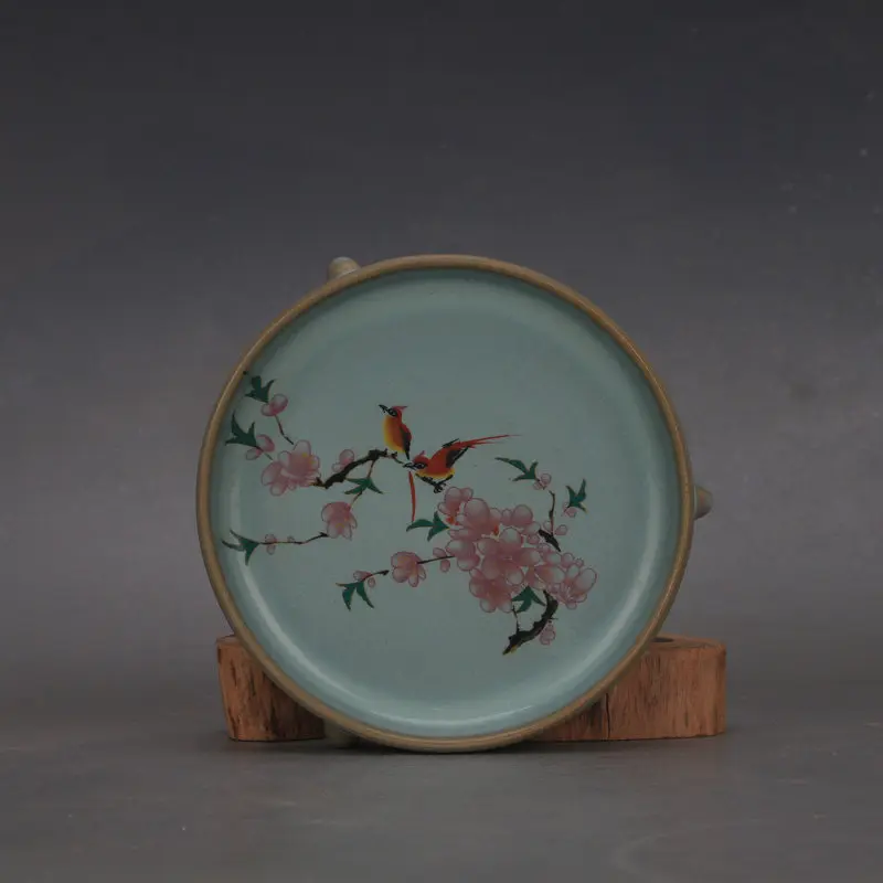Song Dynasty Ru Ware Sky Blue Spur Marks Three Foot Washer Replica Handmade Chinese Porcelain Home Decor Collection