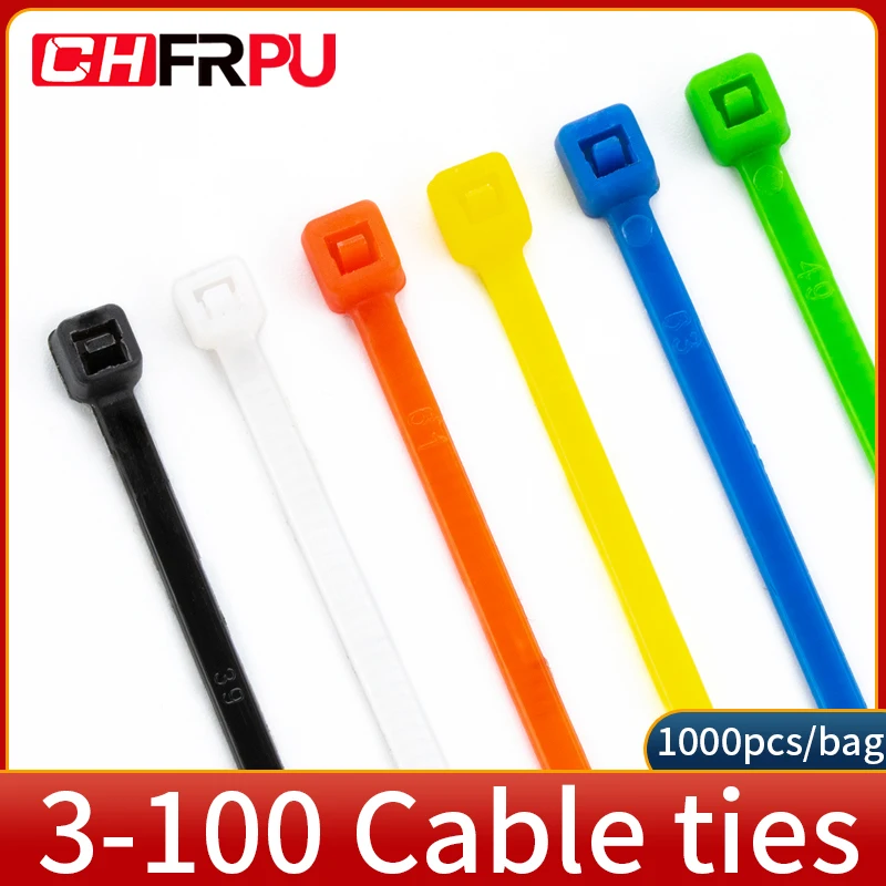 

CHFRPU Self-locking cable ties High load bear Secure the binding cable tie 3x100 Multicolor reusable fixed wire holder 1000pcs