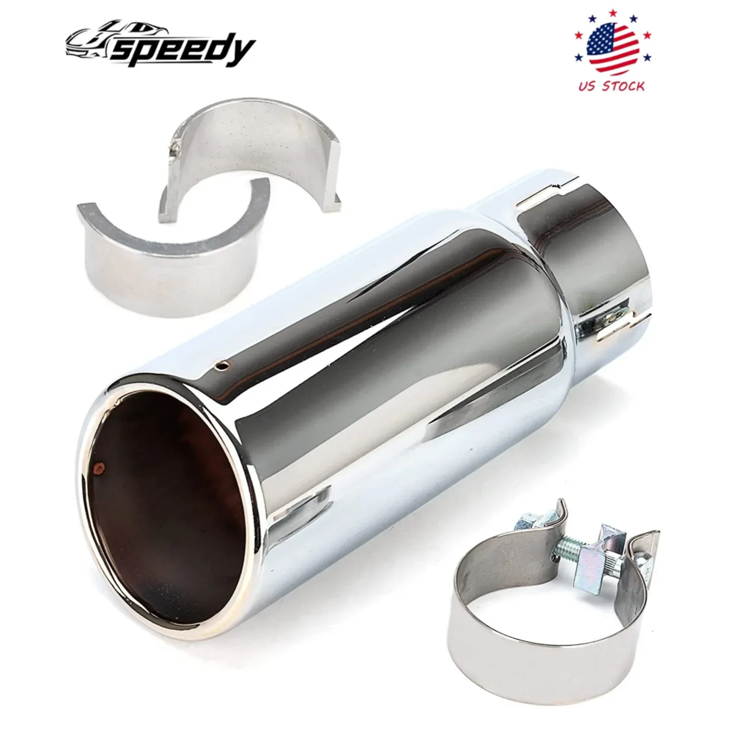 PT932-35162 PT932-35180-02 6.9 Inch 8.5 Inch Chrome Exhaust Tip Clamp-on Sliver For 2005-2023 Toyota Tacoma