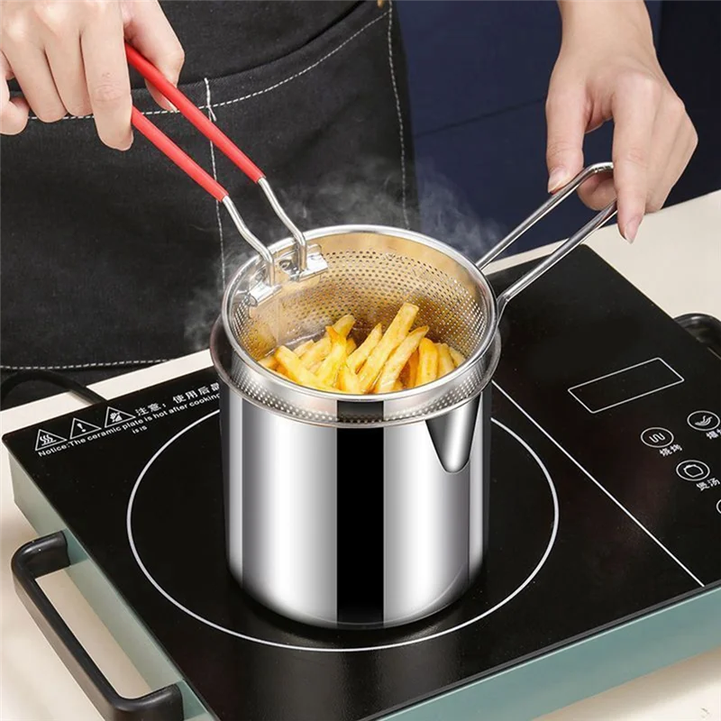 

AA81-Pasta Spoon Deep Fry Basket Oil Residue Filtration Mesh Colander For Vegetable French Chips Onion Rings Chicken Wing
