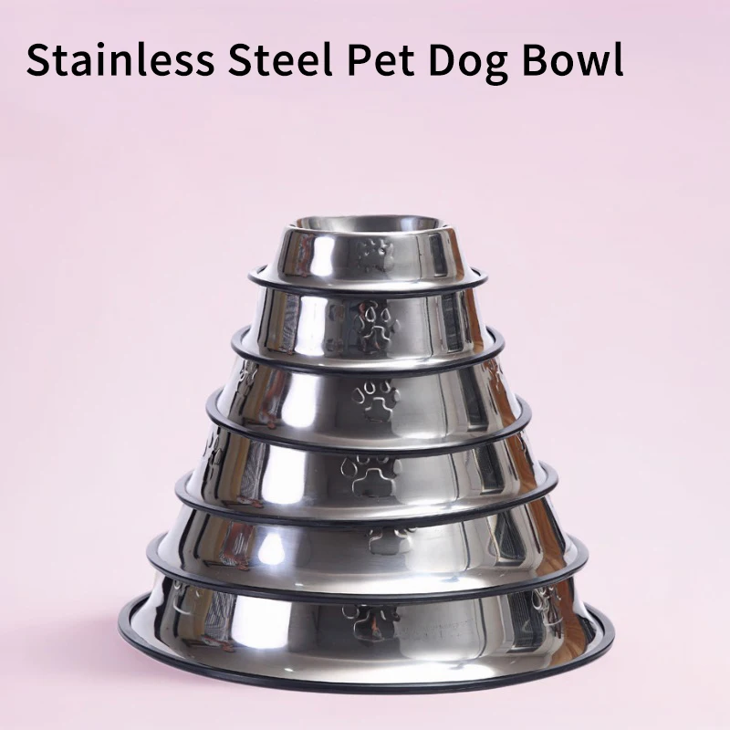 Stainless Steel Pet Bowl Dog Feeder Durable Skidproof Food Water Drink Dishes Dog Feeding Bowls Pet Food Accessories Supplies