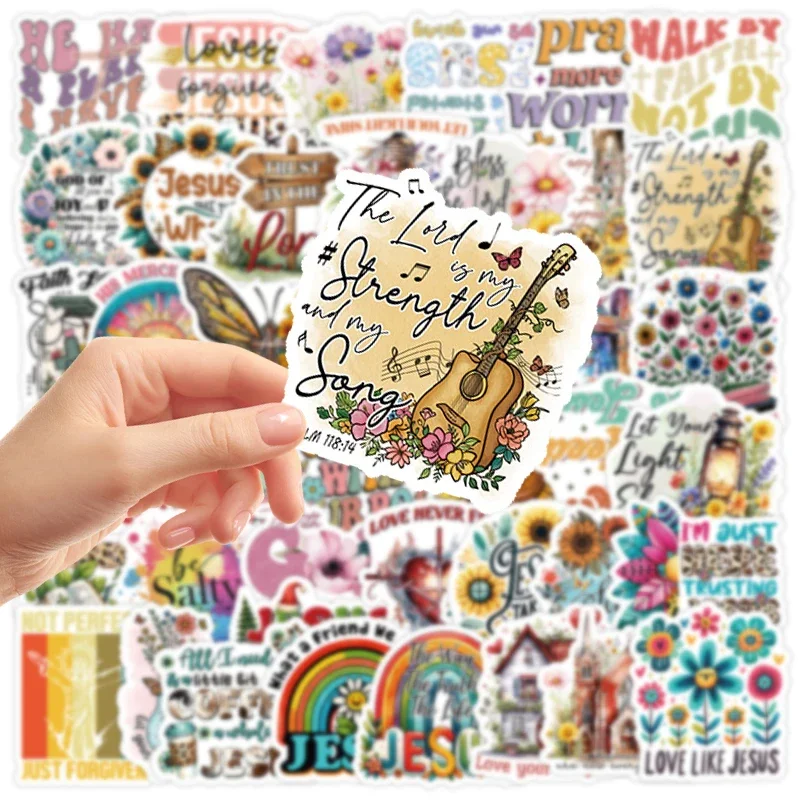 50PCS Cartoon Colorful Inspirational Words Text Graffiti Stickers DIY Notebook Guitar Suitcase Skateboard Decals Kids Toys Gift