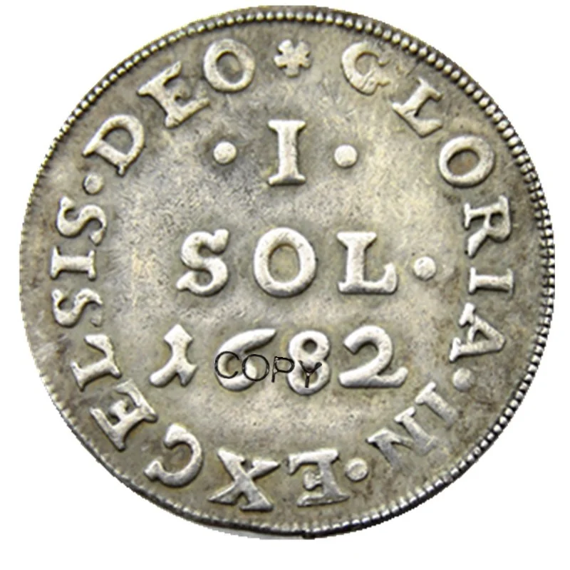 France 1682 1sol Silver Plated Copy Coins