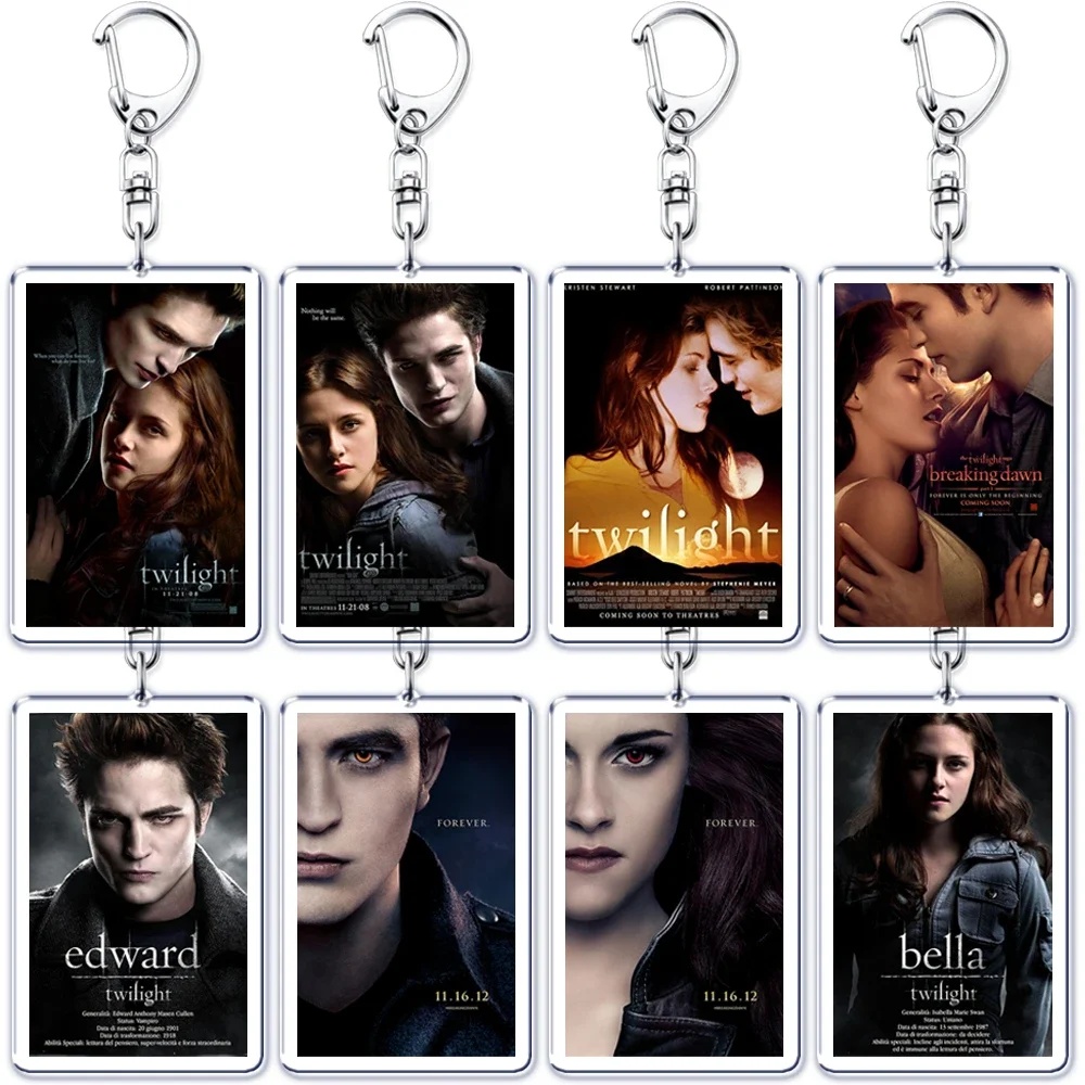 Twilight Vampire Movie Keychain for Accessories Bag Bella Swan Edward Cullen Eclipse Pendant Key Chain Keyring Jewelry Fans Gift