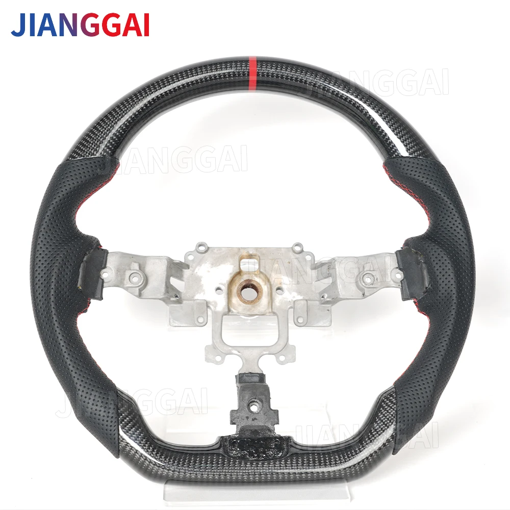 

Carbon Fiber Steering Wheel For Mazda RX8 RX-8 2008 2009 2010 Perforated Leather Steering Wheel Flat-Bottom D-shape Red Stripe